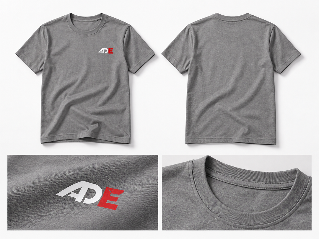 Cloud Ascend Tee front, back, logo, and collar details in gray